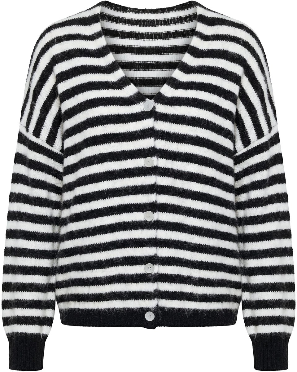 Studio Untold - Dames - Vest oversized gestreept lange mouwen - Zwart - Maat 46+