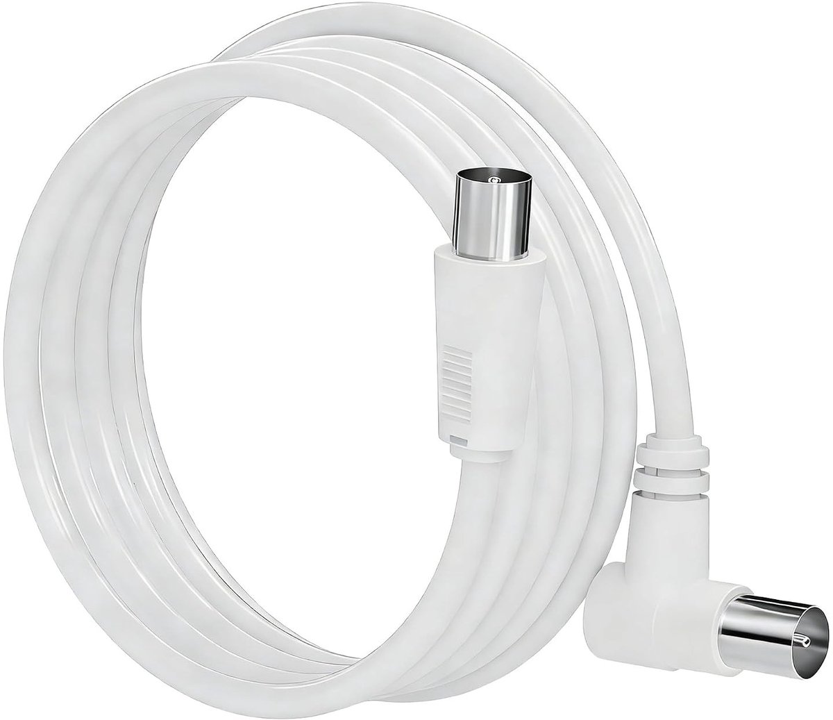 Flexibele coaxkabel voor TV en satellietverbinding, geschikt voor DVB-T2/DVB-C/DVB-S2, met F-plug en lage signaalverlies