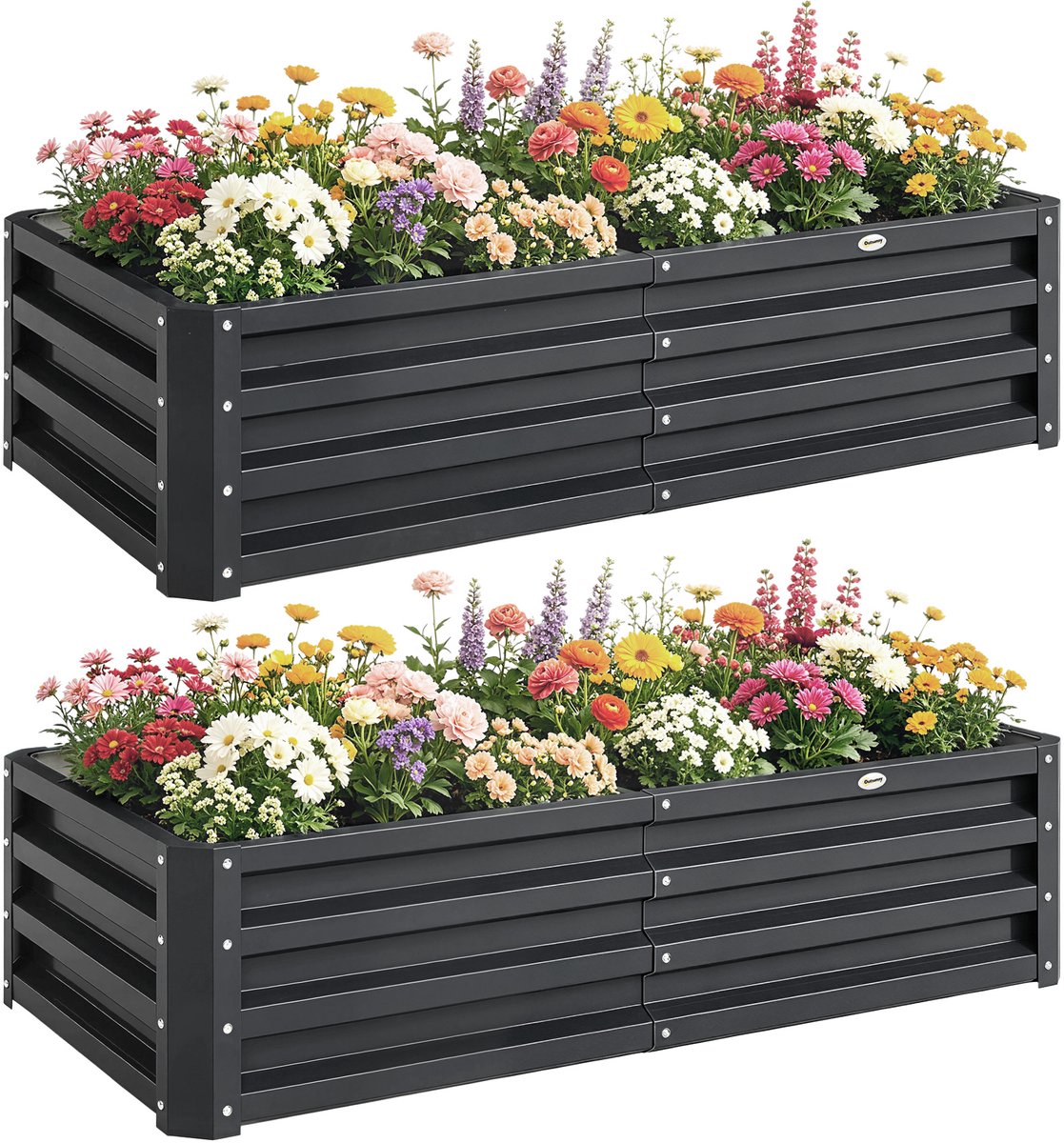 Outsunny tuinbeddenset - Gegalvaniseerd staal - 120x60x30,5 cm - Grijs