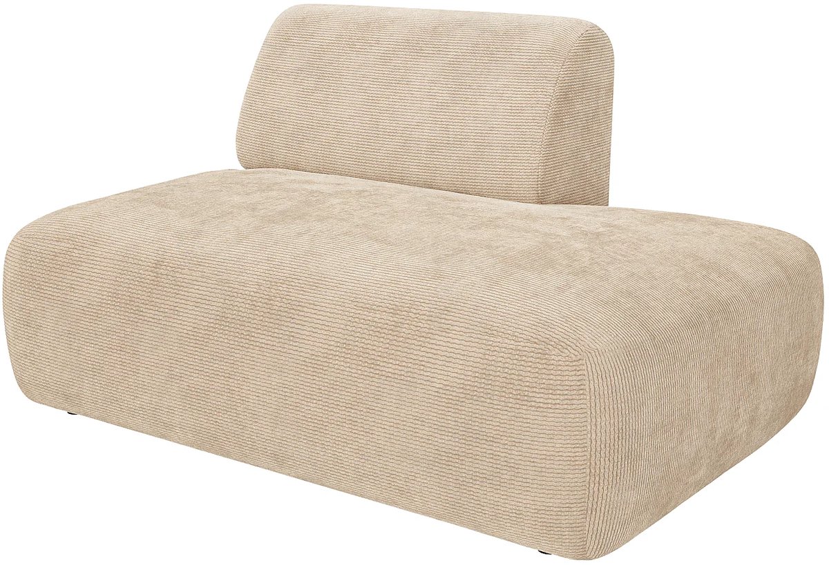 Vente-unique Chaise longue rechts in fijn ribfluweel beige van Maison Céphy POGNI