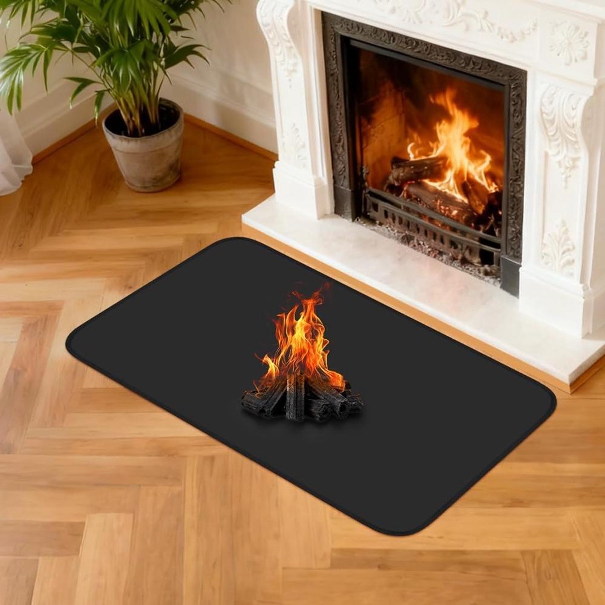 Haard Vloerkleed - Vuurvaste Mat - Vloer Beschermen - Hittebestendig tot 1200°C - 100 x 60 cm - Zwart