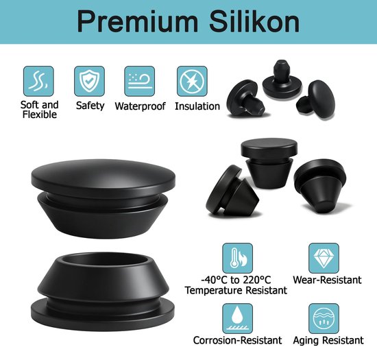 Rubberen stoppen 30 stuks - 7-8mm gat - ronde siliconen doppen - waterdicht voor fles en meubels - ShopVlot — afbeelding 2