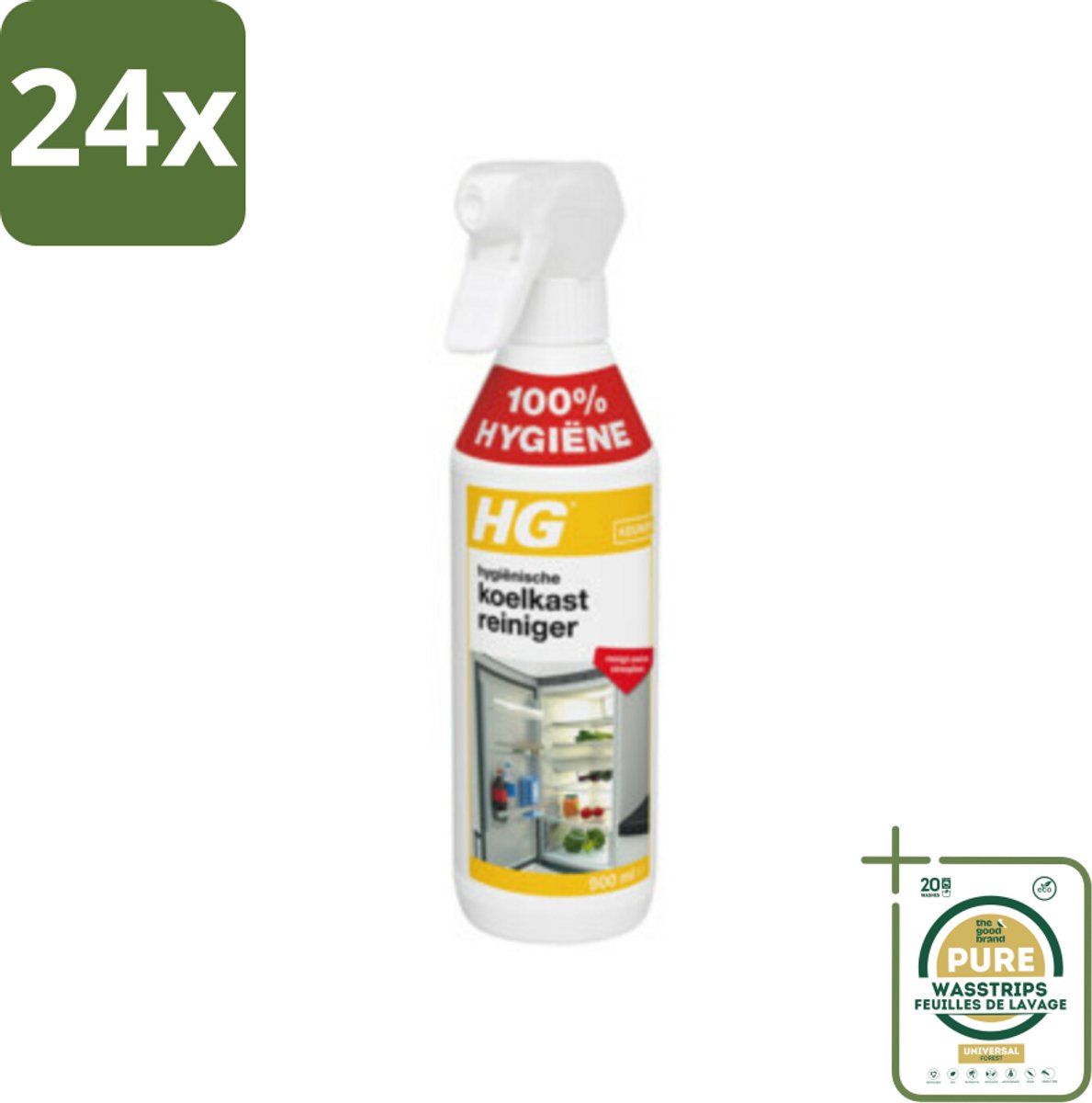 HG Hygienische Koelkast Reiniger 500 ml - Voordeelverpakking - 24 stuks - Hygiënische koelkast - Snel drogend