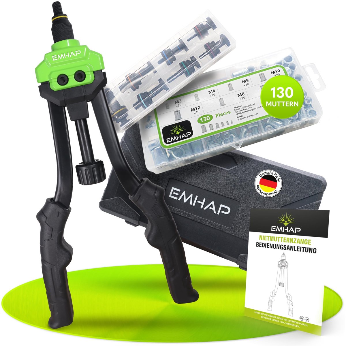 Elzusha - Blind Rivet Wrench met Organizer Box en 130 Rivet Nuts Set