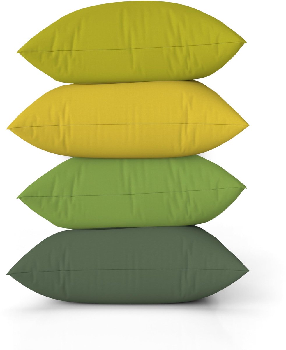 Elzusha - Set van 4 Kussenslopen in Linnenlook Groen 40 x 40 cm