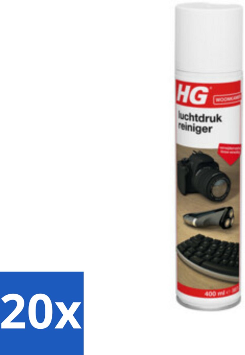 20 x HG Luchtdrukreiniger Voor Alle Kiertjes & Gaatjes 400 ml - Luchtdrukreiniger - Stof Verwijderen - Losse Vervuiling - Toetsenbord Reinigen - Printer Reinigen