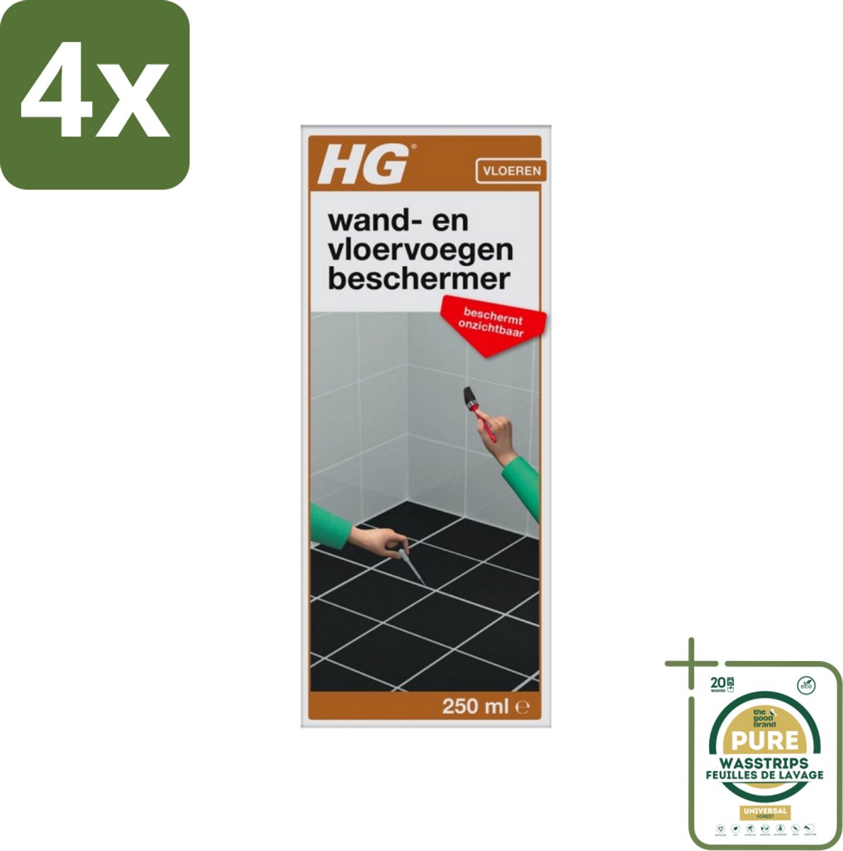 HG Wand & Vloervoegen Beschermer 250 ml - Voordeelverpakking - 4 stuks - Waterafstotend voegen - Vuilafstotende voegen