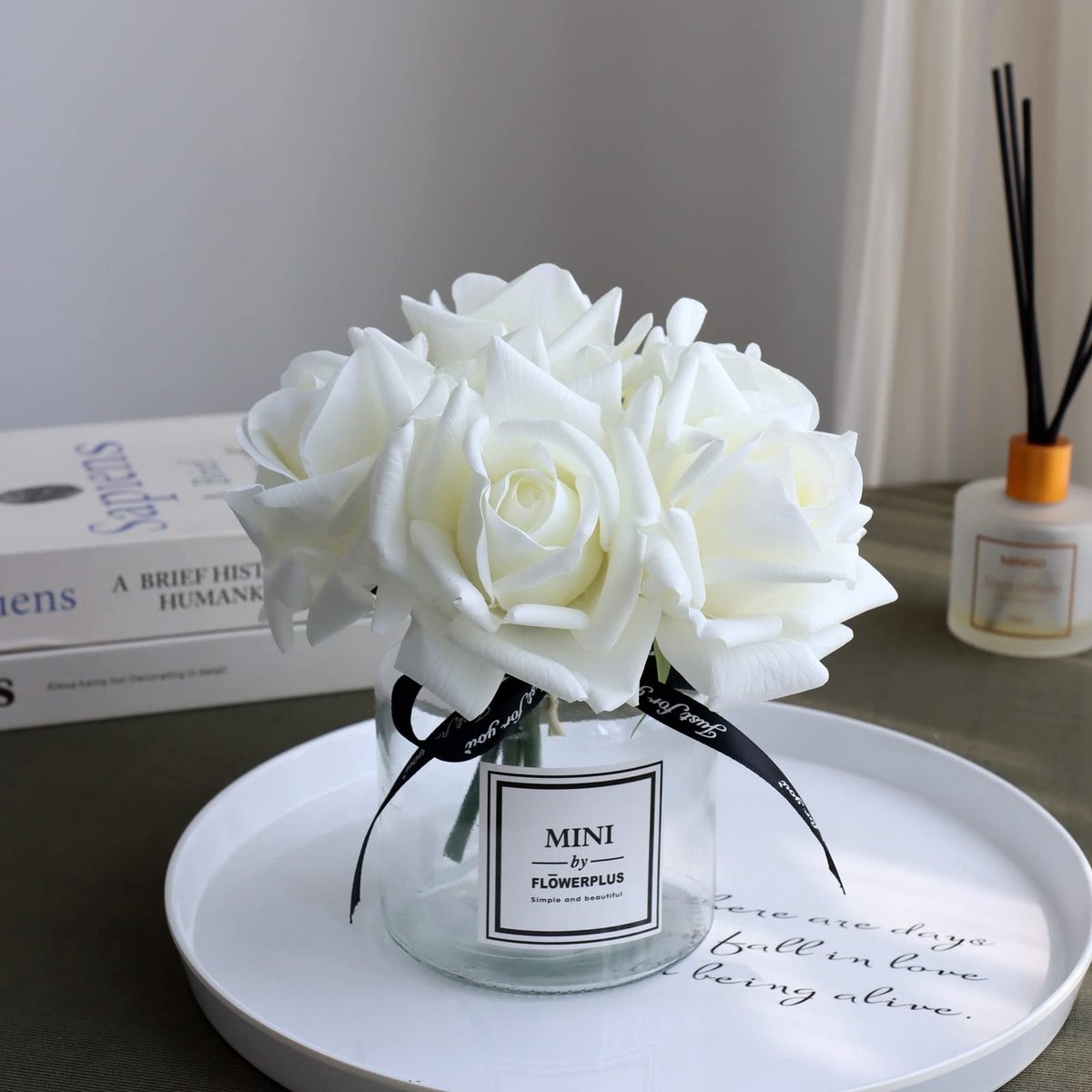 Elzusha - Kunstmatige Witte Rozen in Vaas, Perfect voor Decoratie
