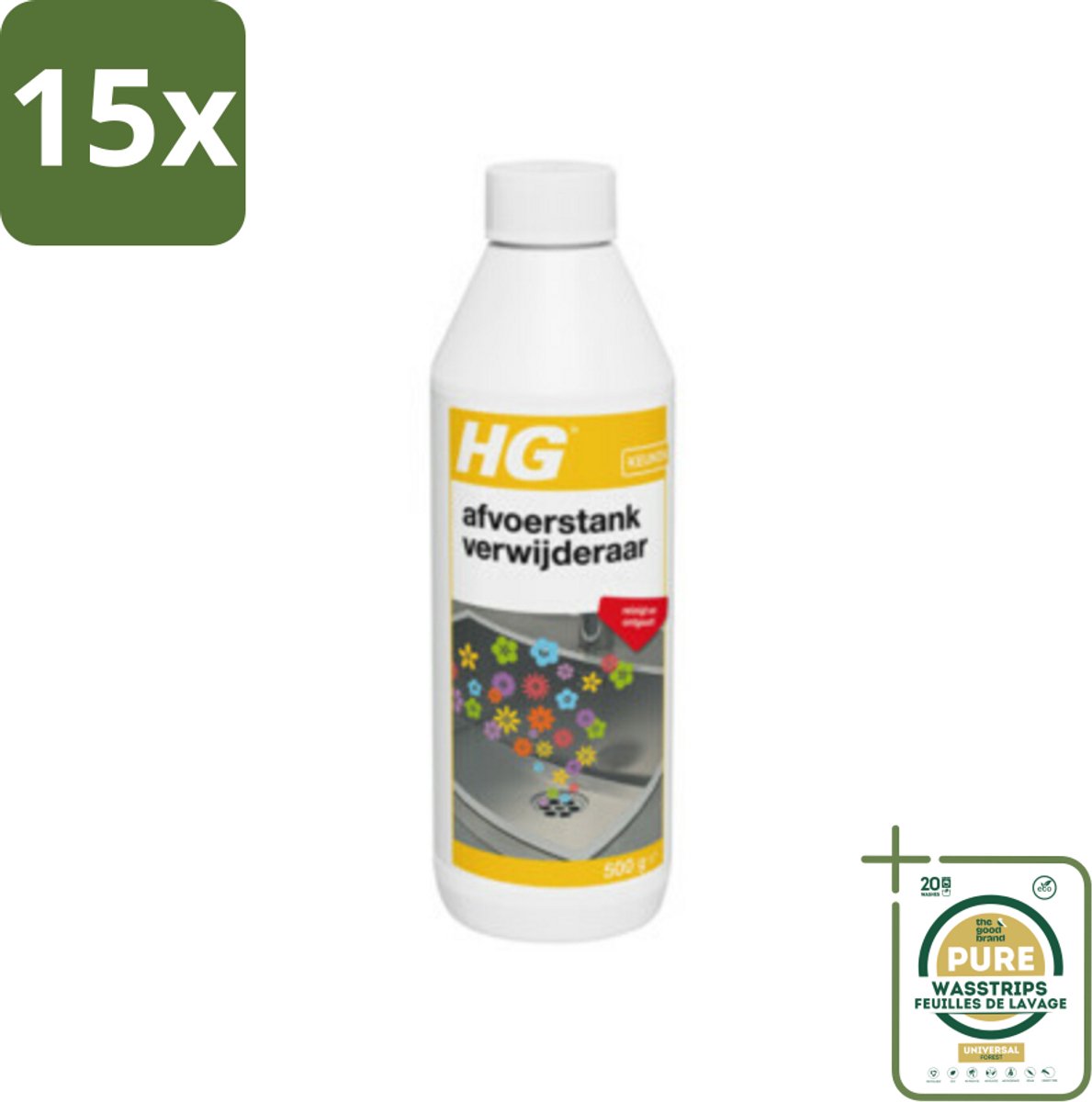 15 x HG Afvoerstank Verwijderaar 500 gr - Grootverpakking - Afvoerstankverwijderaar - Afvoer Reinigen - Afvoer Geur - Afvoer Ontgeurt - Afvoer Vervuiling