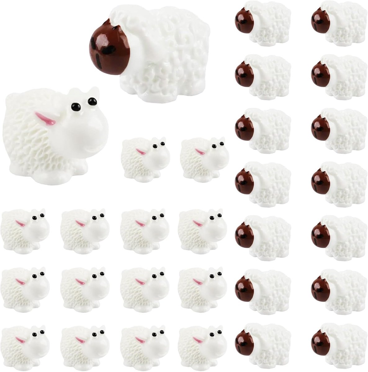30 stuks mini-schaapfiguren, schattige kunsthars, voor landschap, poppenhuis, doe-het-zelf handwerk, cake, thuis, tuindecoratie