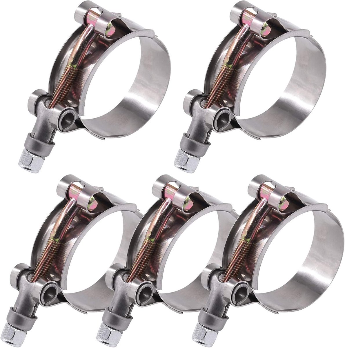 5Pcs 41-46Mm Rvs T-Bout Slangklemmen Turbo Inlaat Zachte Slang Intercooler Klemmen