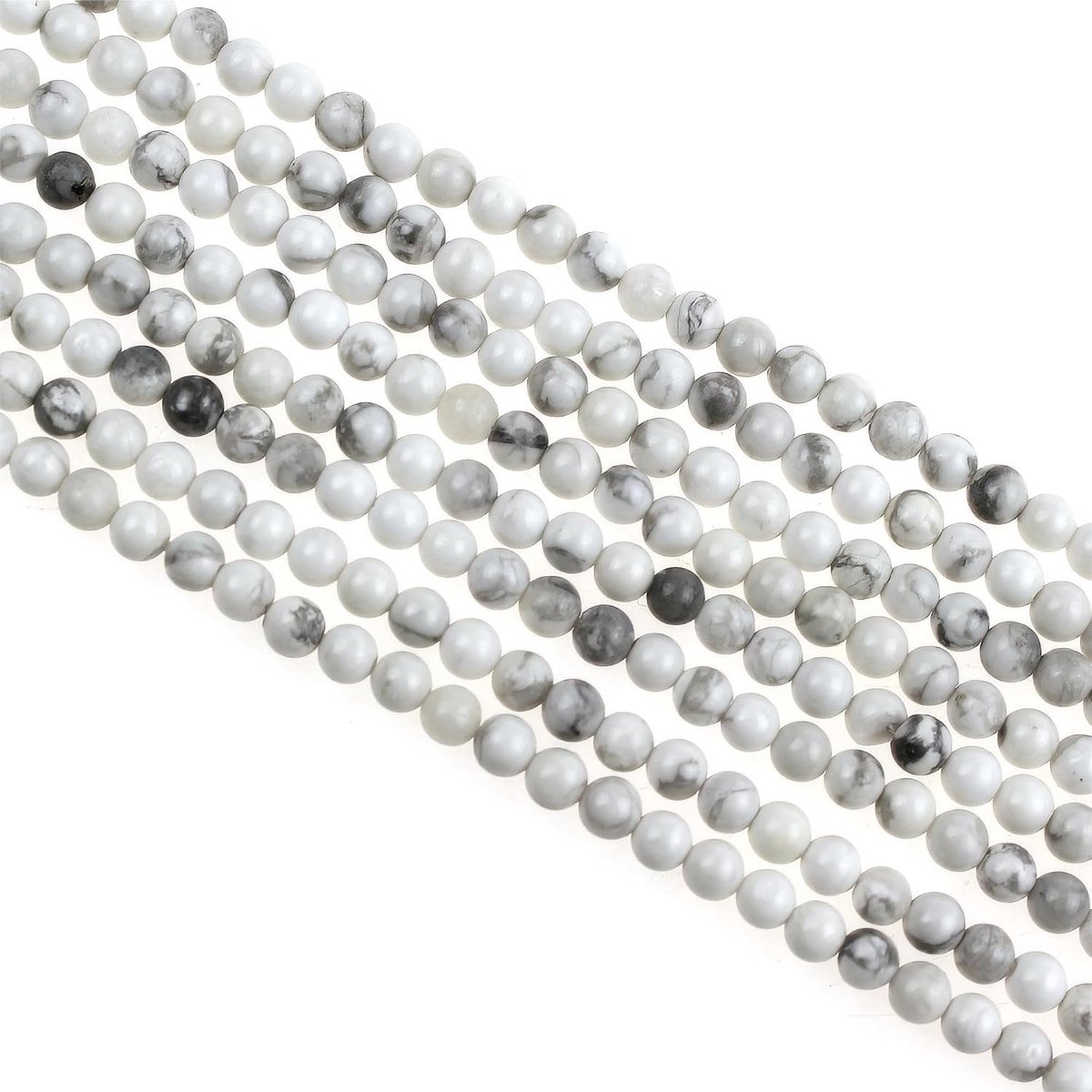 225 stuks Natuurlijke Kleine Steen Kralen 3mm Witte Howliet Ronde Gladde Losse Edelsteen Kraal voor Sieraden Maken Armbanden oorbellen Kettingen Accessoires