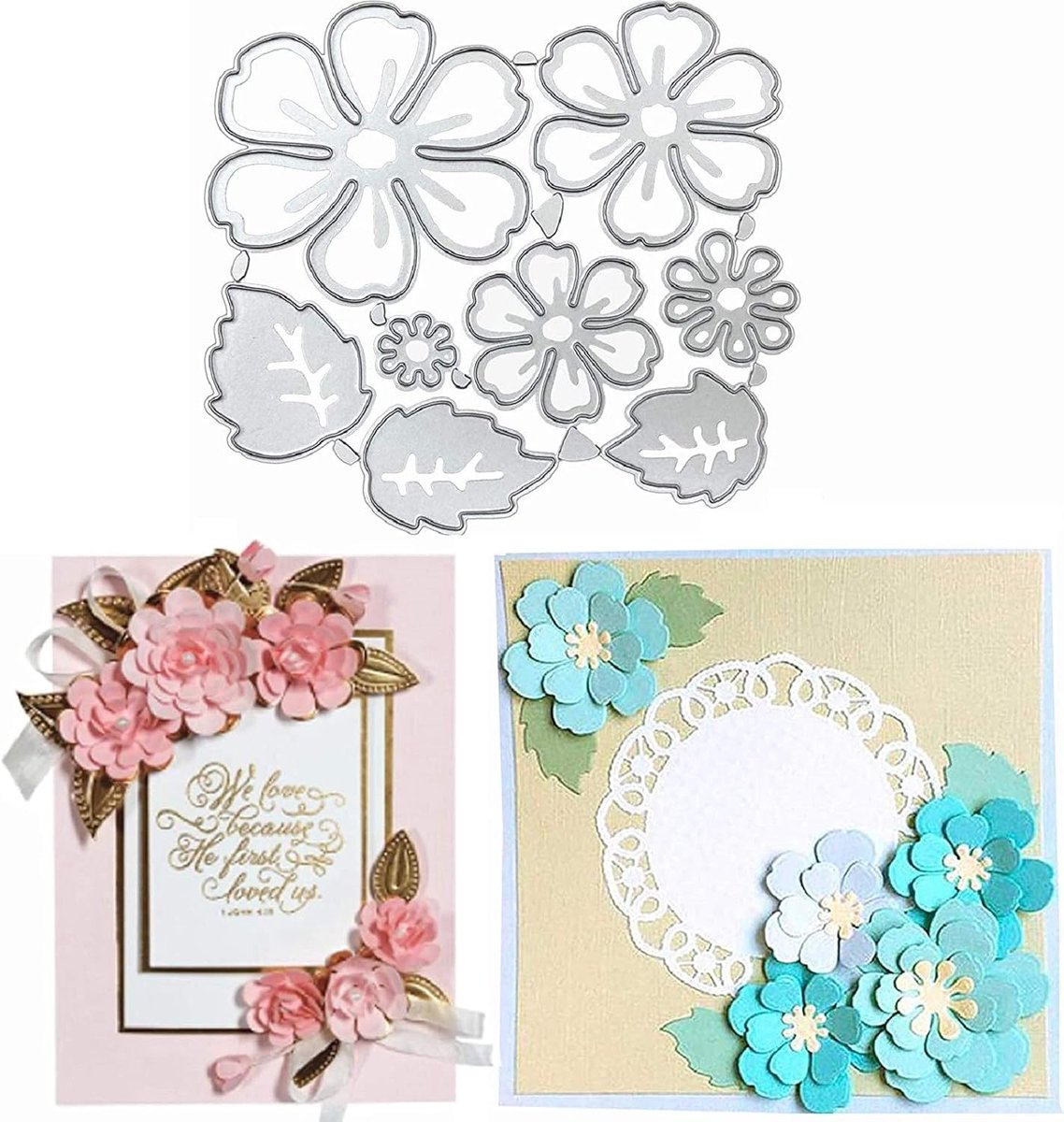 3D bloem snijden matrijzen, doe-het-zelf scrapbooking metalen embossing stencil sjabloon mal voor album papier kaart kunst ambacht (3D bloem)