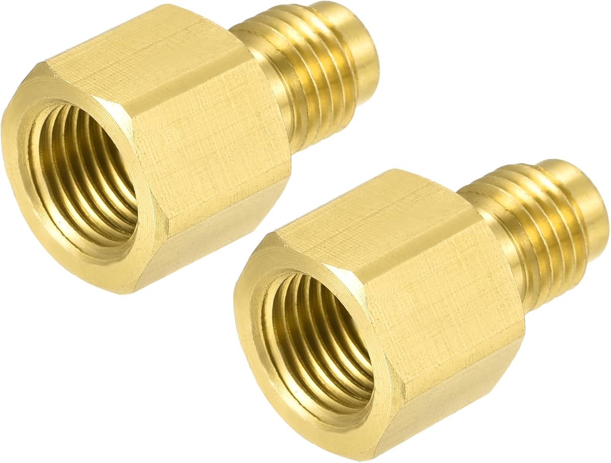 METERXITY 2 stuks messing buisfitting verloopstuk adapter - recht verloopstuk koppeling dichtheid verbinding toepassen slang tank (1/4SAE stekker G1/4 bus geel)
