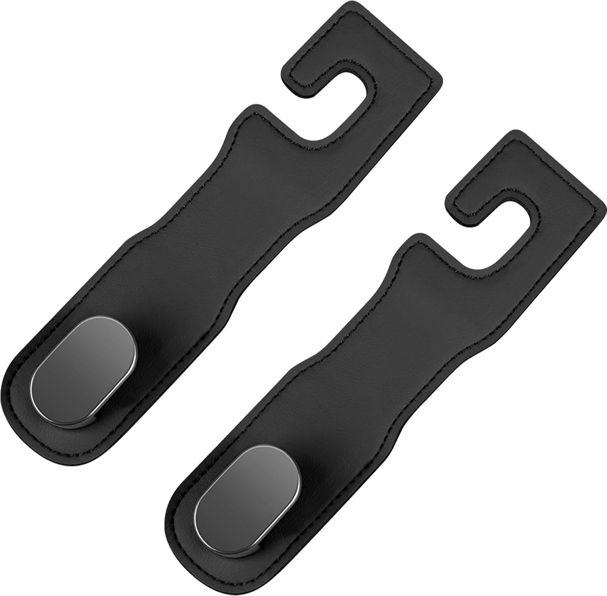 Autostoelrughaken voor hoofdsteun, 2 stuks autohoofdsteunhaken voor portemonnees en tassen, autohanger voor autohoofdsteun, achterbank hoofdsteunhaken (zwart-2 stuks)