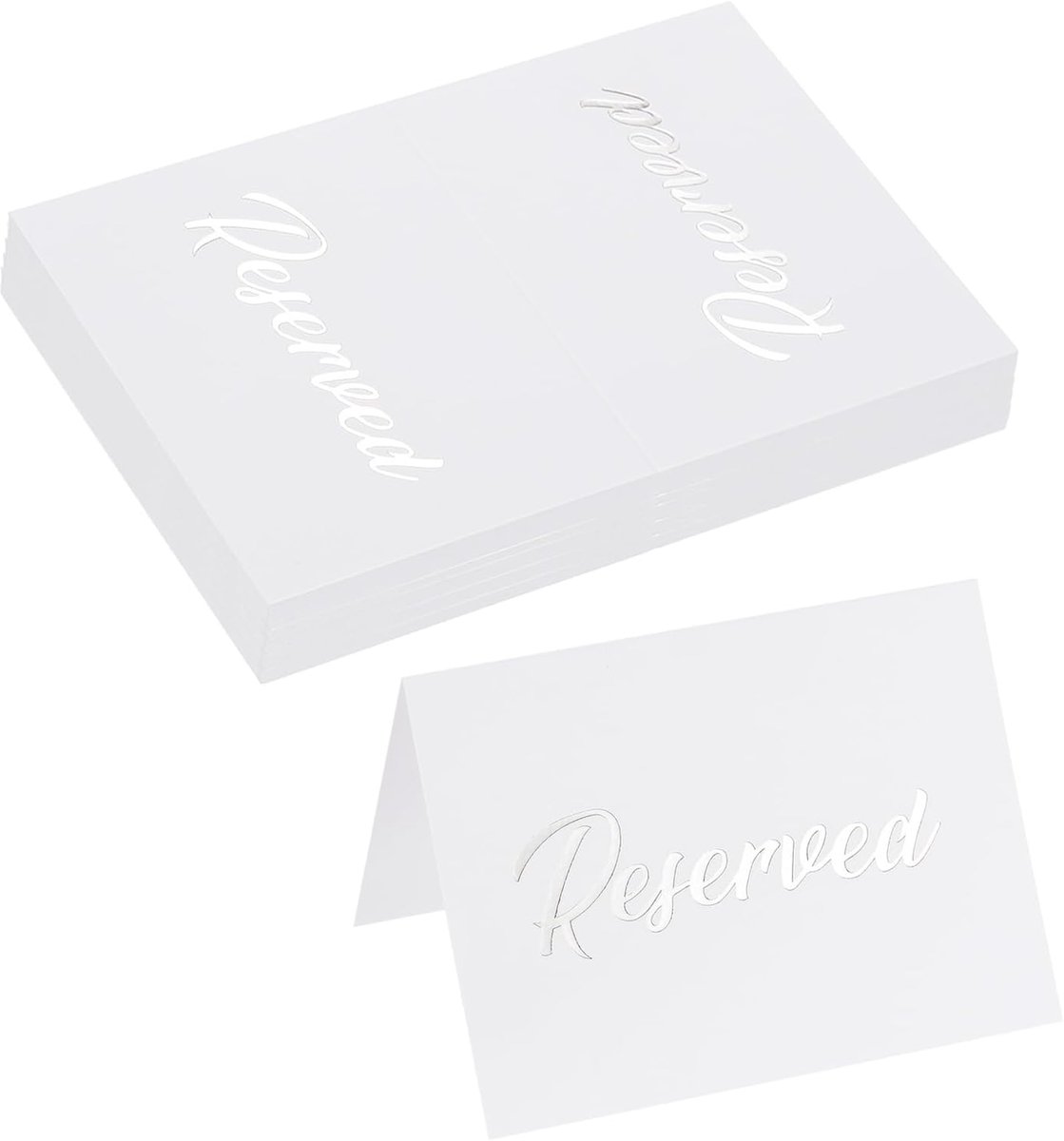 Gereserveerde tafelborden, tafelkaarten zilver gereserveerd voor tafel restaurant, huwelijksreceptie, vergaderingen, werk, feest, Kerstmis, reserve zitplaatsen 10 stuks