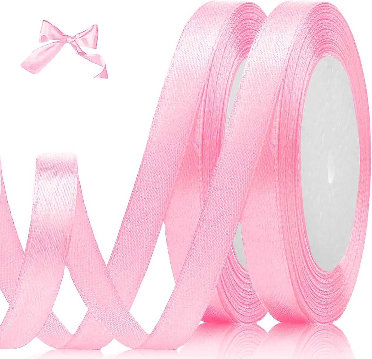 lint roze, 10 mm x 44 meter zijden lint, cadeaulint, roze lint, breed satijnen lint roze voor cadeau, knutselen, naaiprojecten, haarstrikken, bruidsboeket, bruiloftsdecoratie