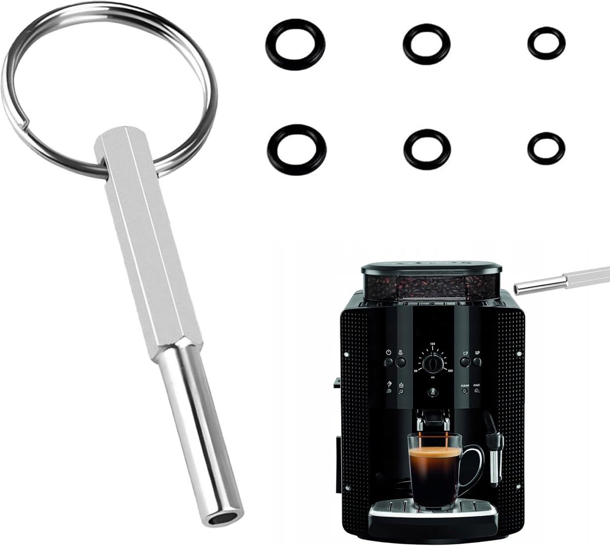 ovaalkopsleutel met sleutelring, koffiemachine sleutel, ovaalkopsleutel compatibel met Jura/Krups Siziliana/AEG Vollautomaten koffieautomaten om de zetgroep te demonteren