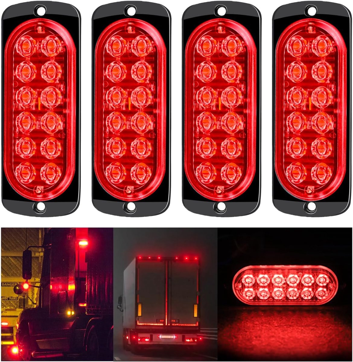 auvstar Stroboscooplamp voor auto, 12-24 V, rood, 4 stuks | Aanhangerverlichting, knipperlicht, stroboscooplichten, veiligheidsknipperlicht, voor bedrijfsauto