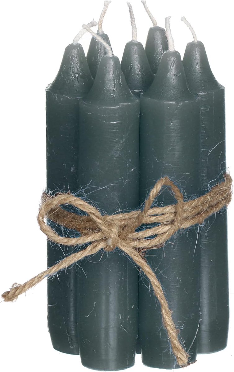 Kaarsenset (7 stuks), 11 cm staafkaarsen grijs, tafelkaarsen effen, 4+ uur brandduur