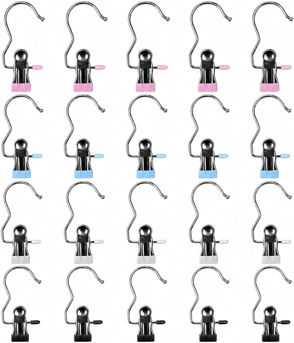 20 stuks washaak boot opknoping hold clips, draagbare hangende kledingspelden haken, draagbare washaken, draagbare washaken clips, voor sjaal, handschoenen, schoenen, kleding, hoed (roze, blauw,