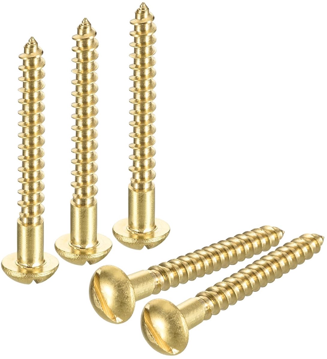 Houtschroeven, M4 x 40 mm, multifunctionele snijschroeven, ronde kop, geribbelde messing zelftappende schroef voor metaal, voor houtbewerking, 20 stuks