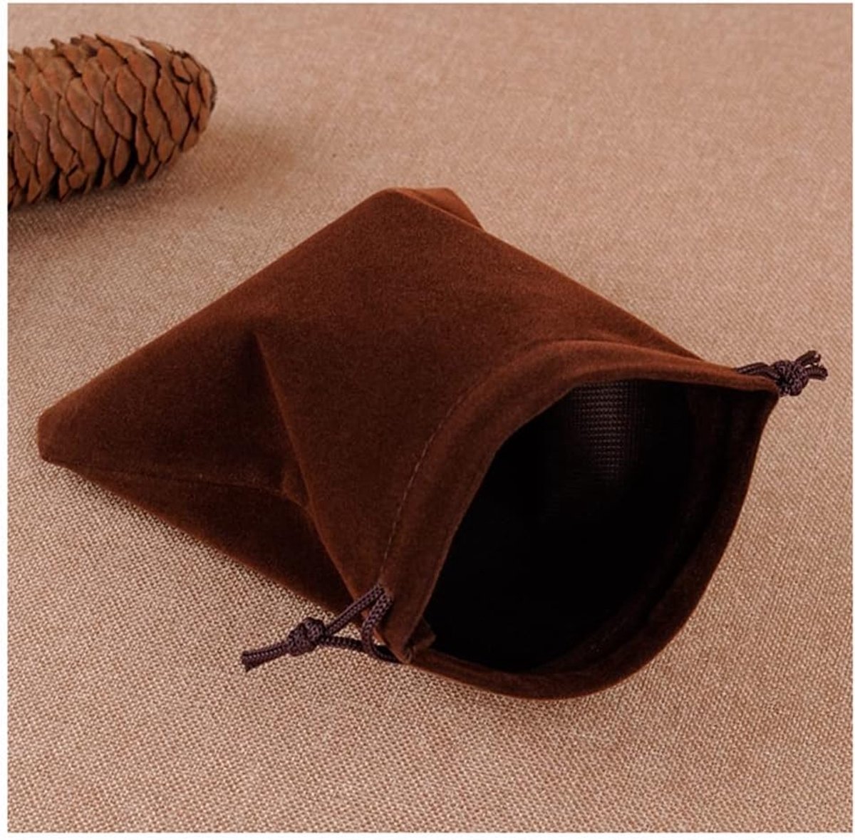 Fluwelen zakje met trekkoord, sieradenbuit, bruiloft, feest, geschenkzakje, geschenk, tas, sieraden, snoepzak, bruiloft, gunst, bruin, 30 stuks, 9 x 12 cm