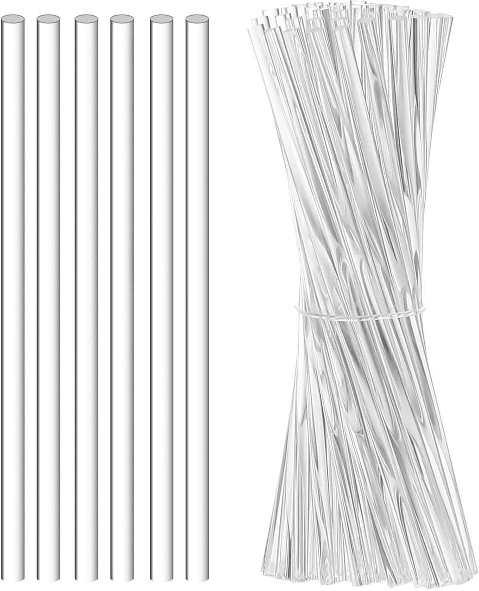 20 stuks acryl staven, transparant, 6 mm x 30 cm, rond, acryl ronde staaf voor handwerk, acrylsticks voor snoep, herbruikbare acryl-lollystaafjes