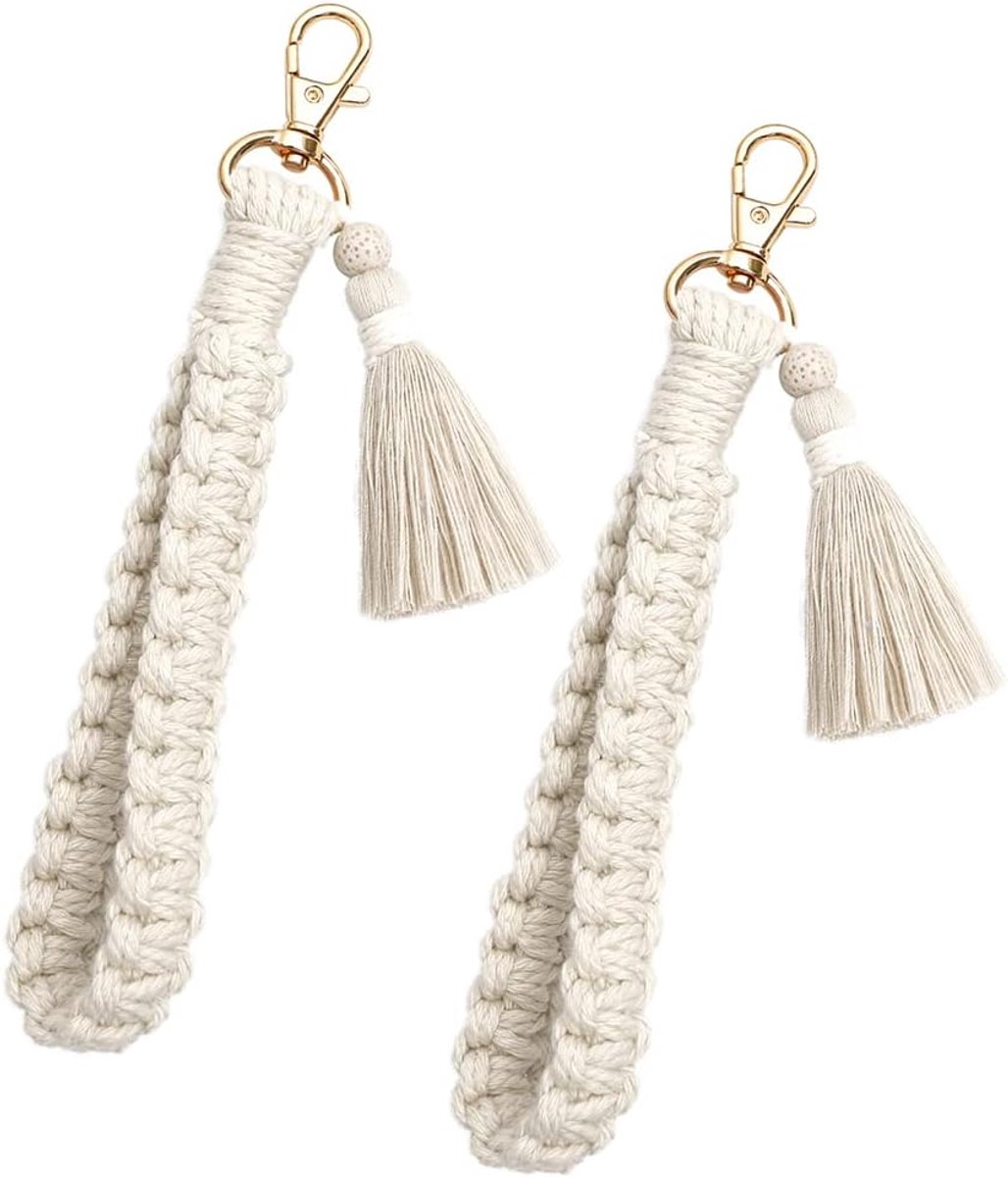 sleutelhangers vrouw macrame handgemaakte armband kwastje Anyards voor sleutels, autosleutels