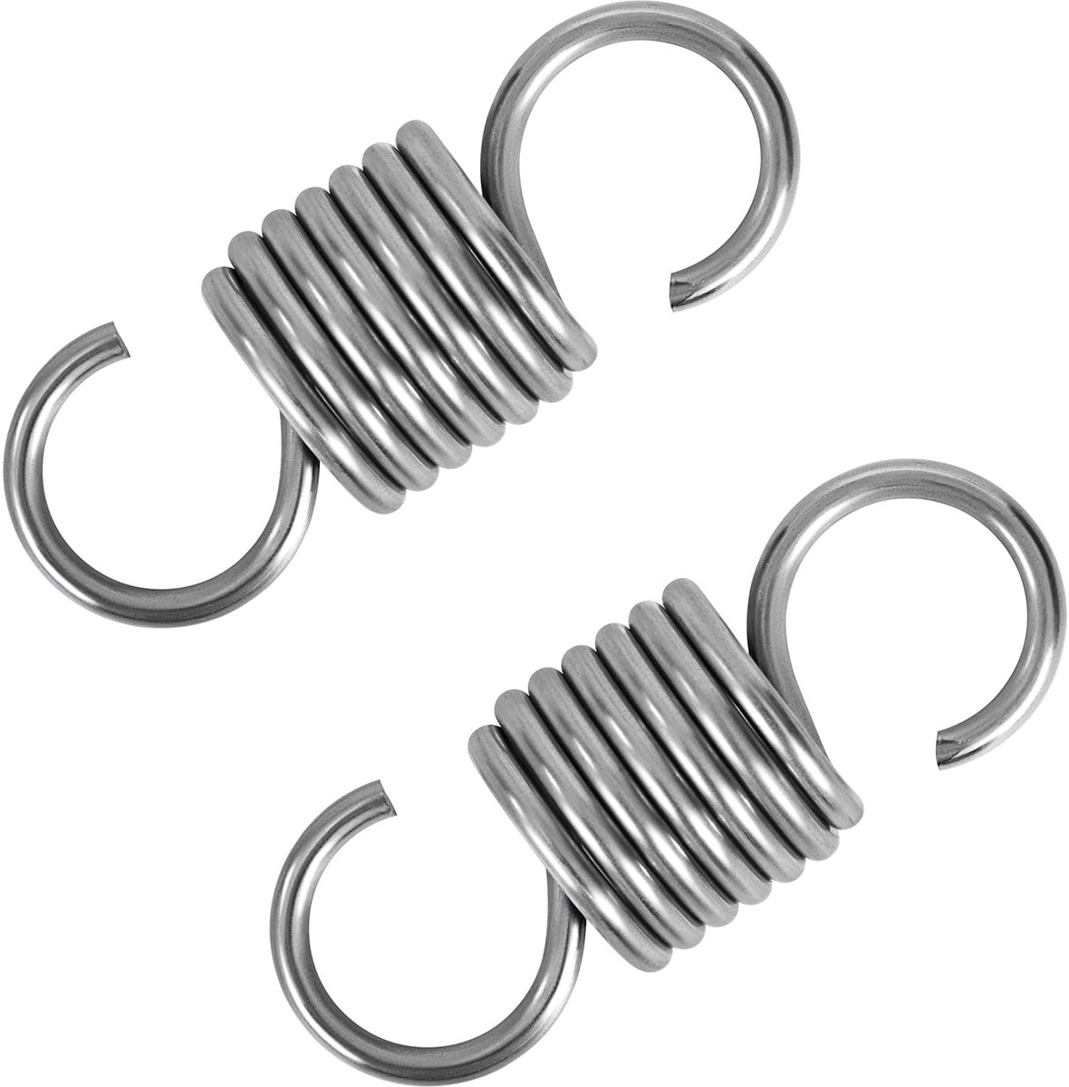 Trekveren met haak, roestvrij staal, spanveer, trekveer, 50 mm, buitendiameter 20 mm, draaddiameter 2,5 mm, maximale trekkracht 15 kg, 2,5 x 20 x 50 mm, 2 stuks