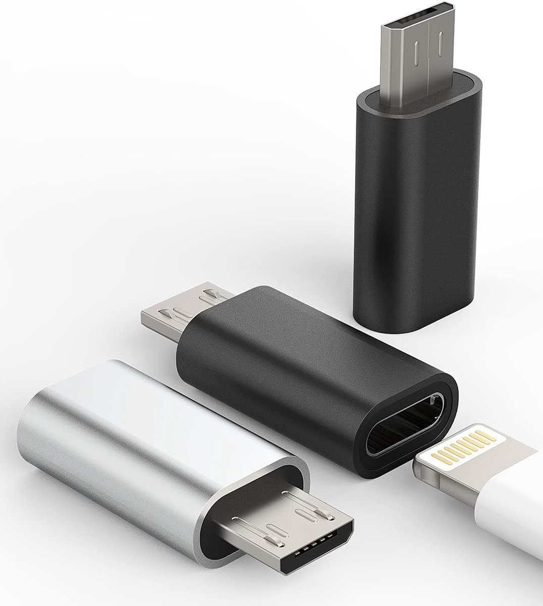 Vrouw naar Micro-USB Mannelijk Oplaadkabel Adapter (3-pack)voor iPhone Oplader naar Android Plug Oplader Kabel Stekker Set Netvoeding Accessoires compatibel voor Samsung Galaxy S7 Active PS4