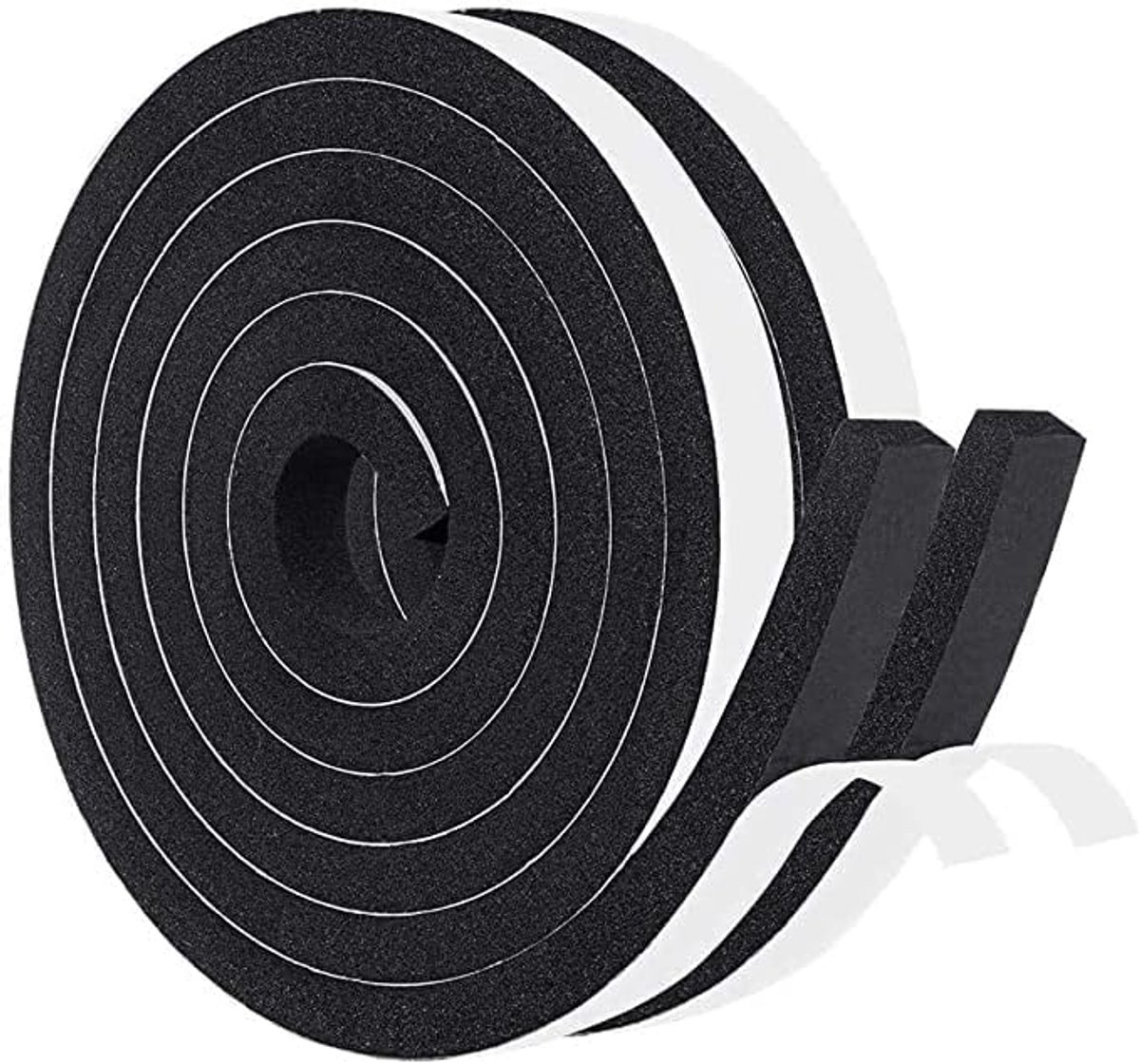 Schuimrubberen afdichtingstape 12 x 10 mm 2 rollen 4 m zwart | Raamafdichting deurafdichting isolatie en geluiddemping Geschikt voor deuren ramen koelkasten vriezers airco en kasten