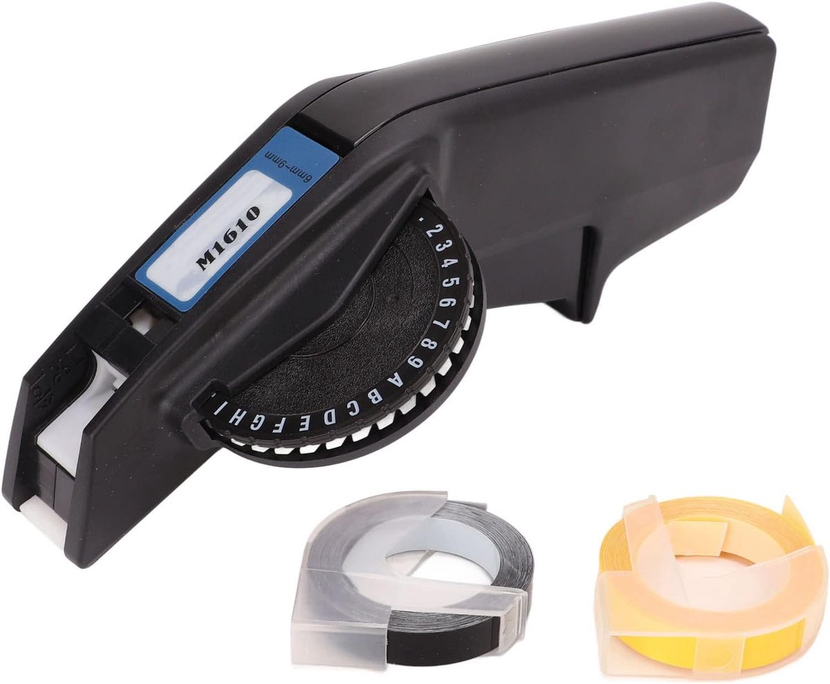 Embossing Label Maker Machine - Duidelijke Nummer Letter Handmatige Label Schrijver Draagbare Label Maker met 2 - ShopVlot