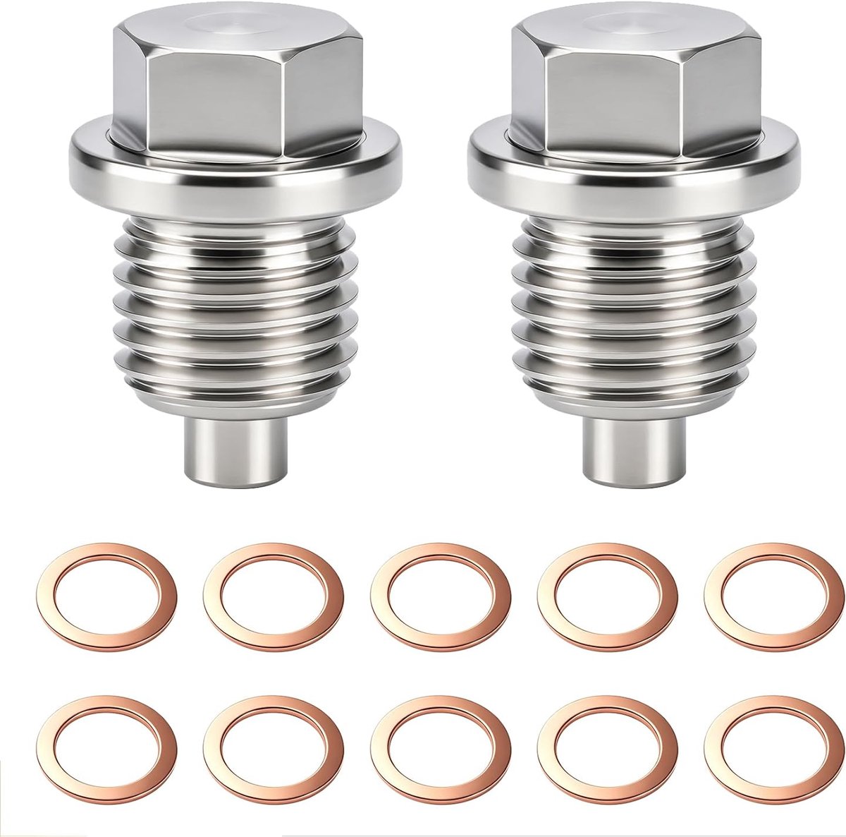 KZQ 2 stuks Magnetische olieaftapplug M14x1,5-Roestvrijstalen aftapplug-Met 10 afdichtingen-Olieaftapplug afdichting voor motorbeveiliging aftapplug olie-Universele olieaftap voor auto's motorfietsen