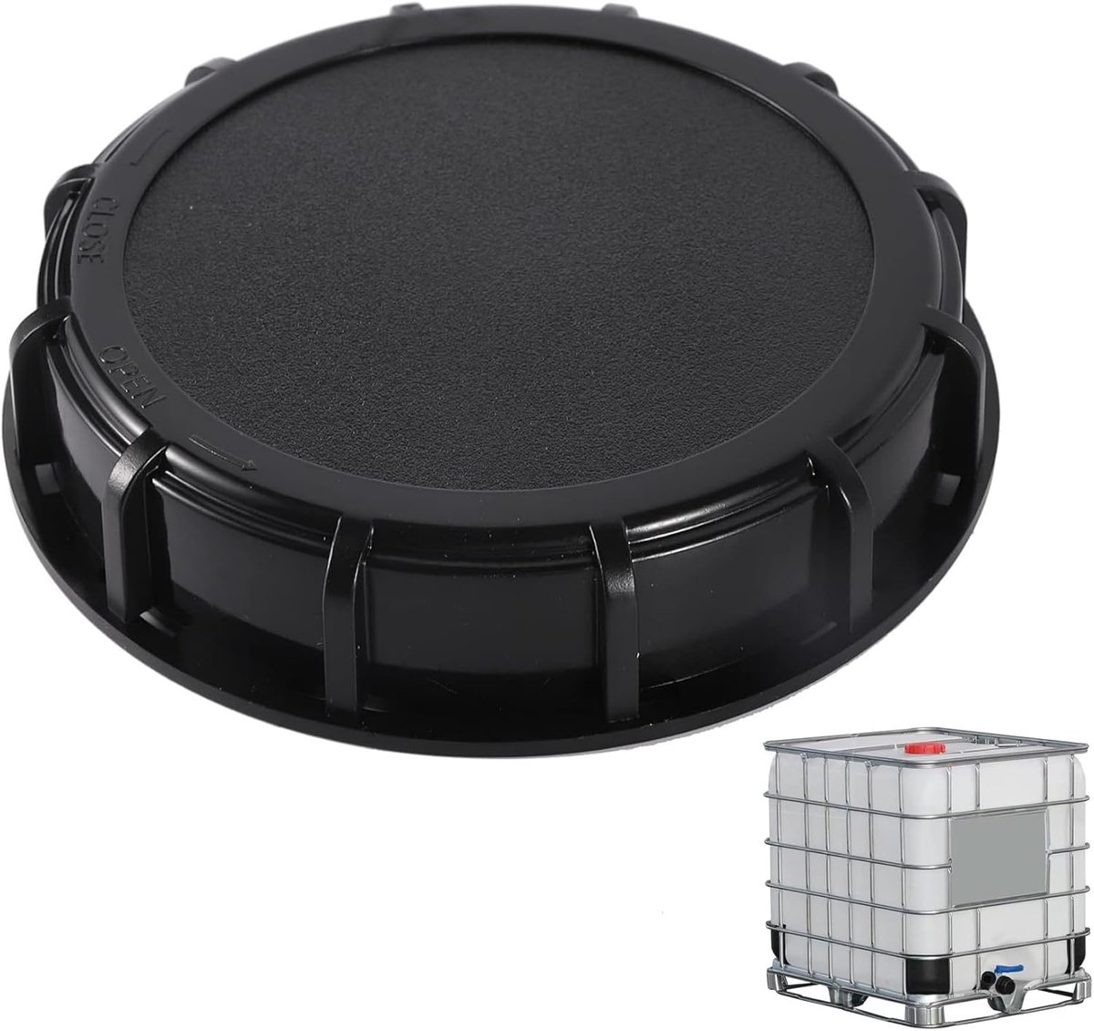 Deksel 163 mm tankafdekking, IBC-tankaccessoires voor 1000 l watertank, aquarium, vatventiel, tuinirrigatie (zwart)