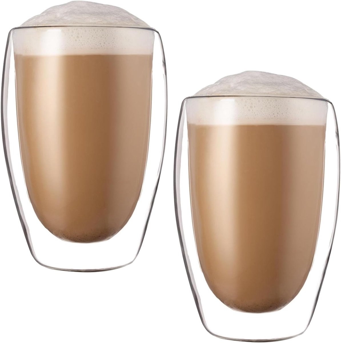 Macchiato glazen, dubbelwandig: set van 2 450 ml, dubbelwandige koffieglazen van borosilicaatglas, cappuccinokopjes, theeglazen, geïsoleerde koffiekopjes, vaatwasmachinebestendig