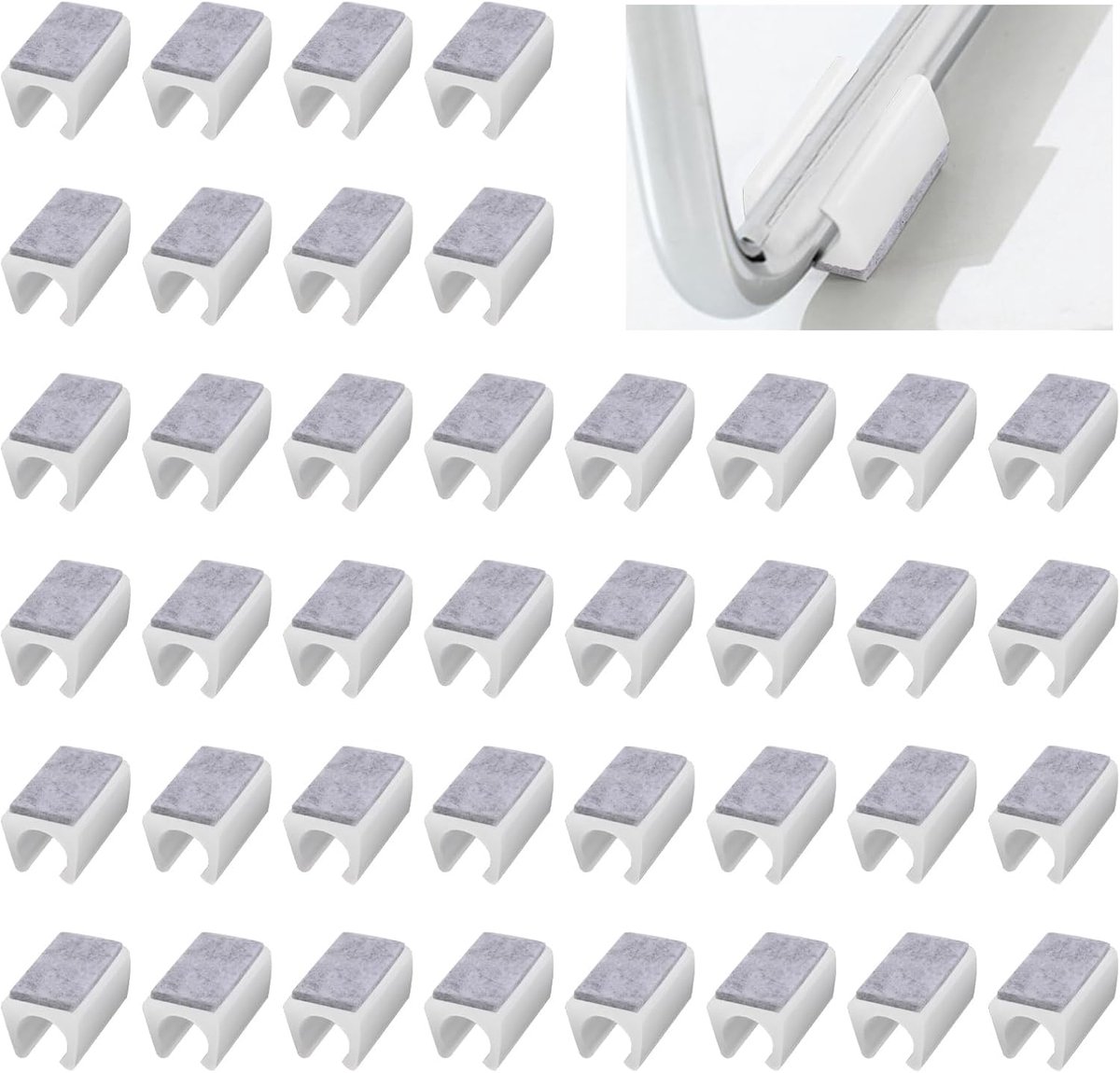 40 stuks 13 mm kunststof vloerbeschermers met vilten pads, U-vormige buis vloerbeschermers antislip rechthoekige tips doppen voor ronde slee basisbenen (wit)