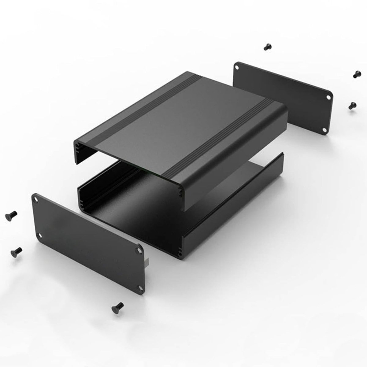 Aluminium doos, 38 x 88 x 100 mm zwart gesplitste behuizing voor elektronische productkoeling, Aluminium bedrading met printplaat