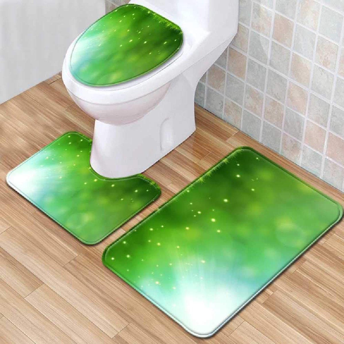 Mat, Toiletmat, Driedelige Badkamer Anti-slip Mat, Vloer Mat Tapijt Deurmat, Machine-wasbare Badkamer Tapijt 50cmx80cm