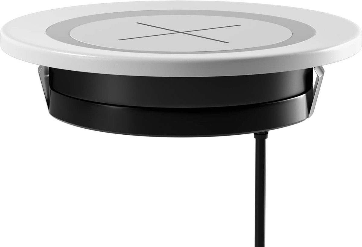 Make IT Simple Qi draadloze oplader voor ingebouwde meubels, Qi-compatibele apparaten met een diameter van 60 mm, 2,36 inch, geïntegreerd insteekgat in het bureau