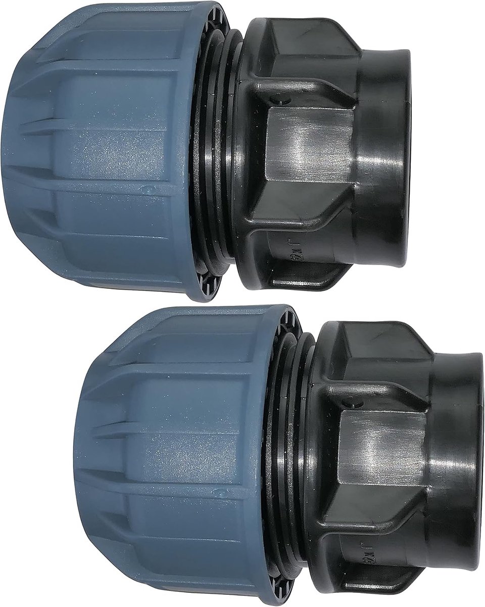- C51930 - Set van 2 - Draadhuls/adapter - Rechte compressiereductie - 1" binnendraadaansluiting - voor Ø32mm buis - polypropyleen - connector/reparateur
