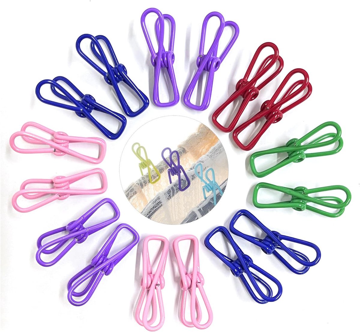 16 stuks voedselopbergzakclips, plastic voedselclips, wasknijpers, herbruikbare diepvrieszakclips voor het drogen van kleding, het verzegelen van snacks of koffie, het vers houden van voedsel