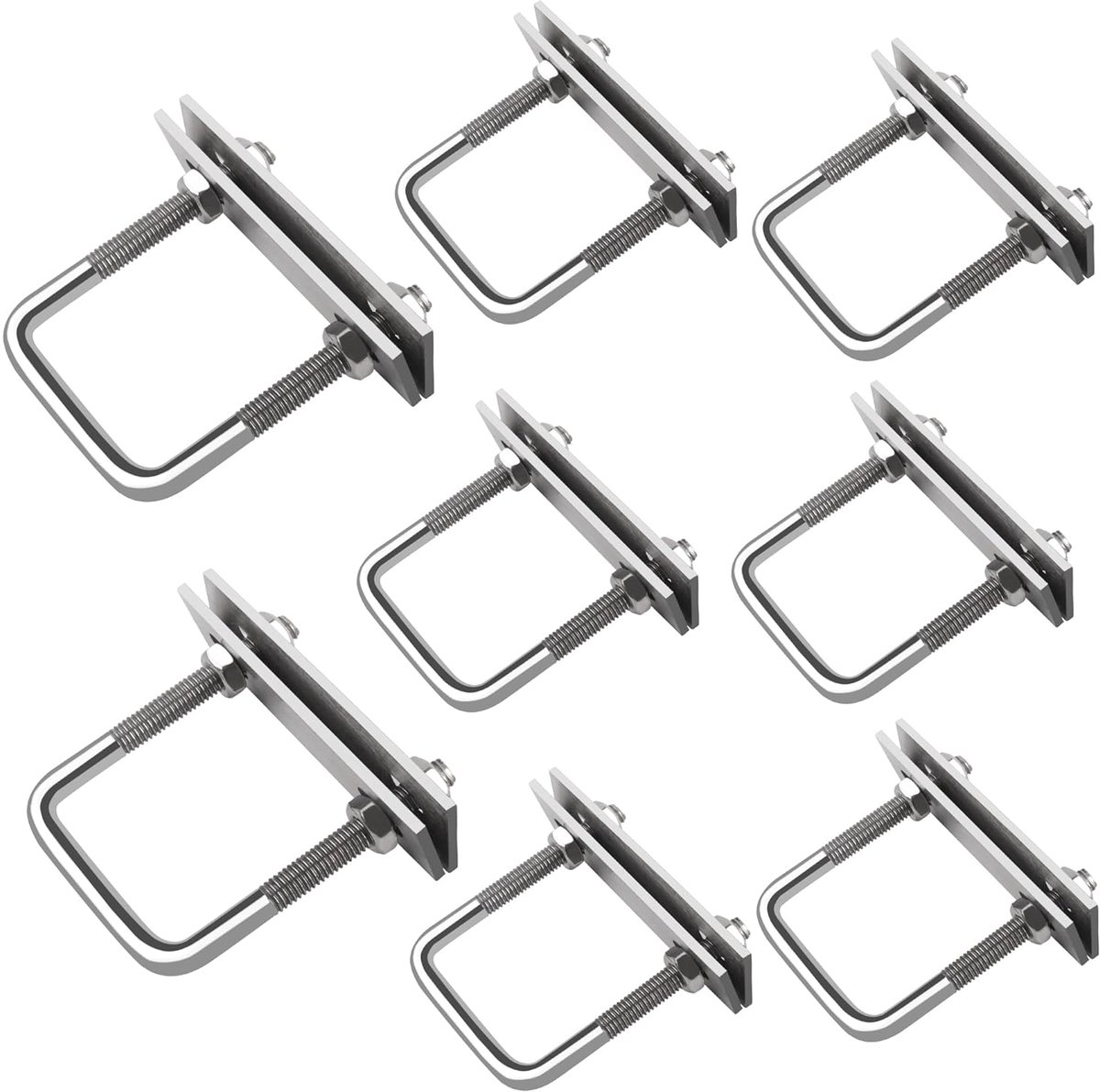 U-bouten, U-schroeven, 8 stuks U-draadbeugels van roestvrij staal, vierkante bouten M8 draadbeugels met moer, frame en sluitring, beugels voor pijpleidingen, slepen van auto's en schepen