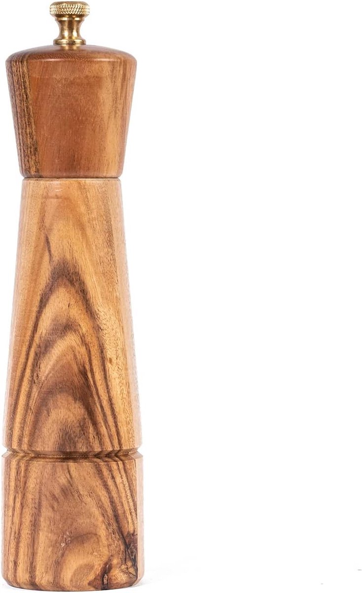 Zoutmolen, Zout molen met Verstelbare Keramische Maalkern, Acaciahout, 22 cm Hoogte, Bodem DIA: 5,5 cm(Dienblad is NIET Inbegrepen)