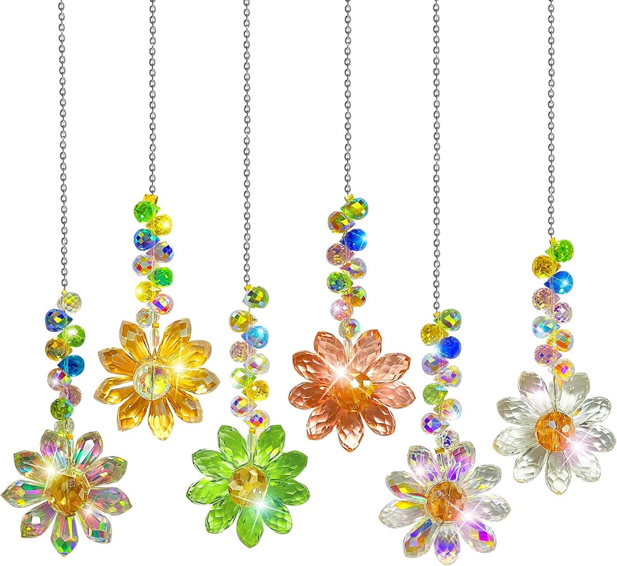 Kristalraam, 6 stuks zonneparels, hangers, decoratie, raamdecoratie, hangend, regenboogkristallen, hangers, thuis, tuindecoratie