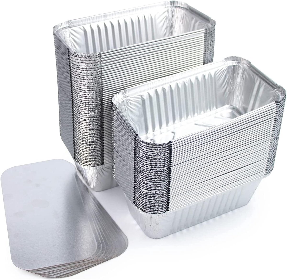 25 x Wegwerpbare Aluminium Voedselverpakkingscontainers met Deksels voor Bevriezen BBQ Bakken (480ml)