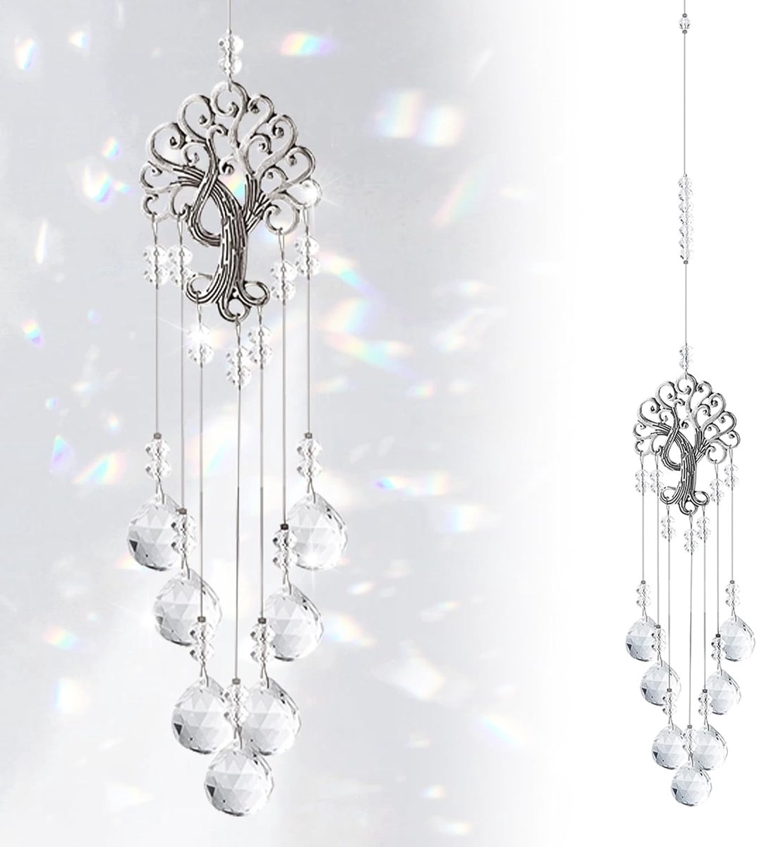 Zonnevanger Kristal Windgong met Kristal, Hangende Decoratieve Kristallen, Glazen Kristallen om Op Te Hangen, Prisma-Zonnevanger, Hangende Decoratie, Kristal Voor Tuin, Feng Shui