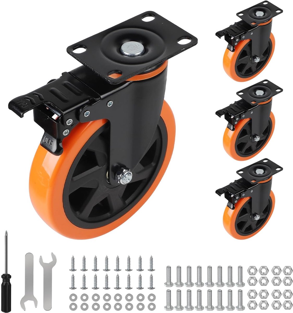 Zwenkwielen 800 kg draagkracht, transportwielen roestvrij staal outdoor, meubelwielen set van 4