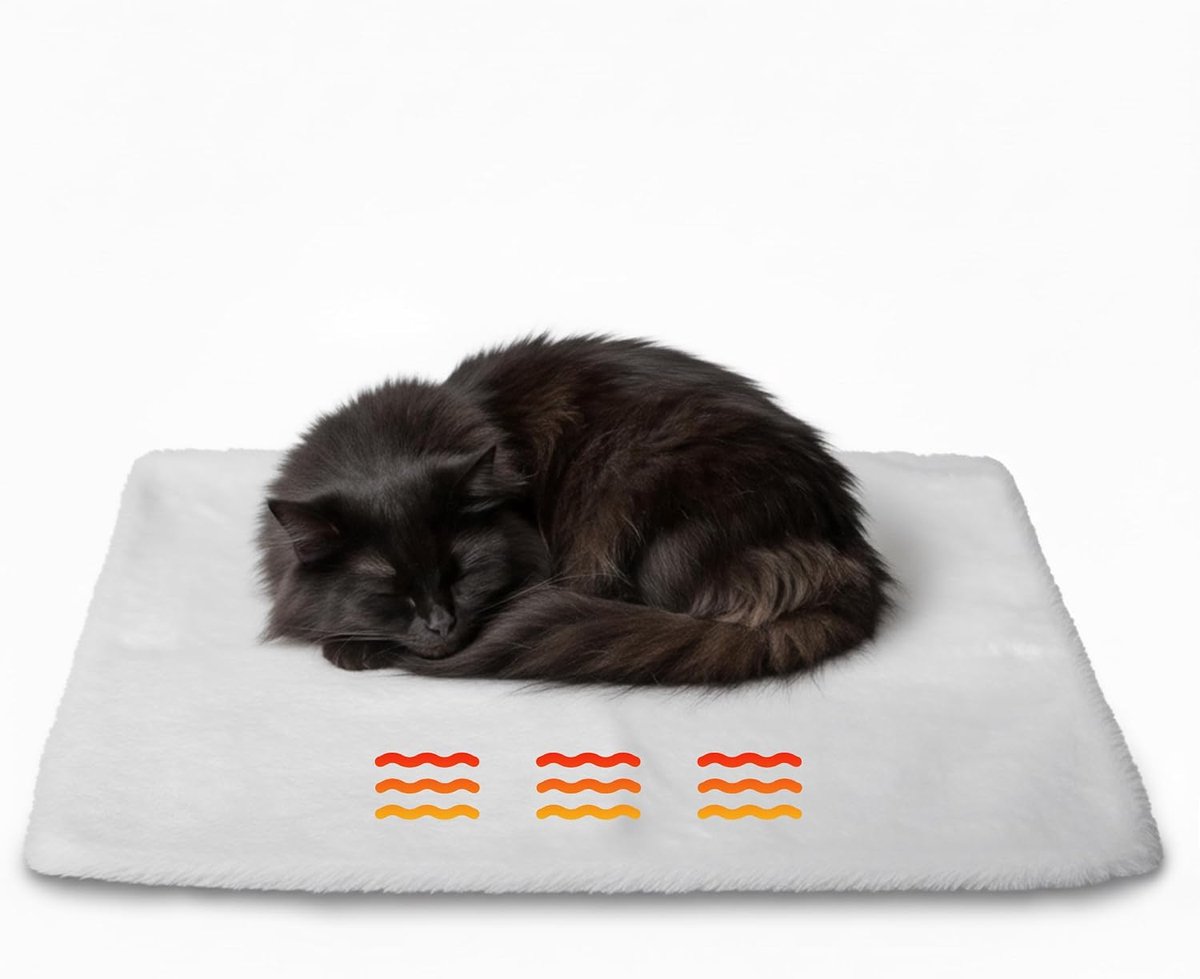 Zelfverwarmende deken voor honden en katten, thermische mat, zacht en antislip, natuurlijke warmte zonder stroom, wasbaar, ideaal voor puppy's en oudere huisdieren, 60 x 45 cm, wit