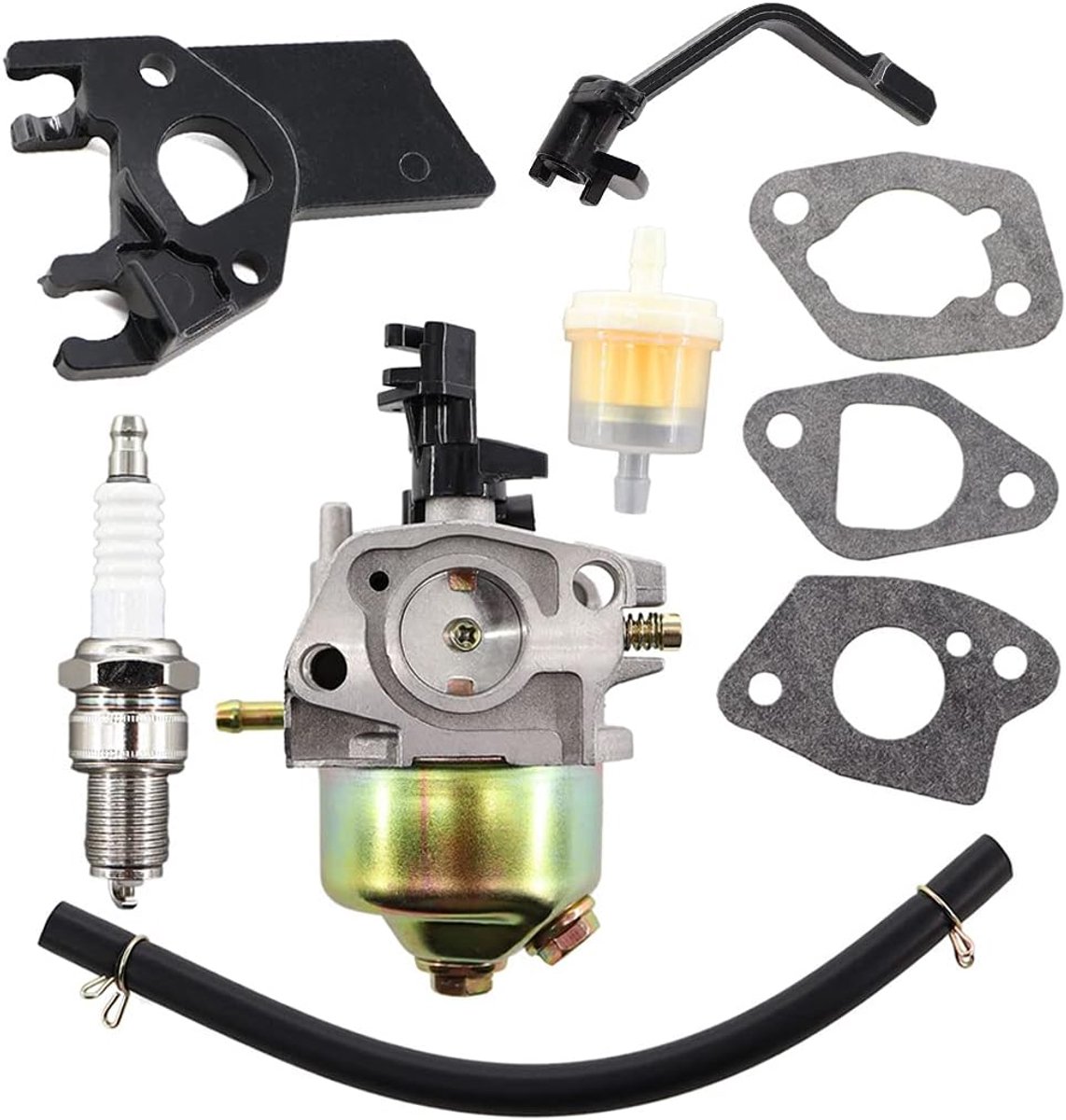 Carburateur met afdichting, benzineslang, bougie voor EINHELL KCST 2502, KCSE 2500, KCST 2503, RT-PG 2500, STE 2500/1, BT-PG 3250, KC 35 AE stroomgenerator
